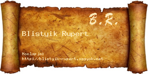 Blistyik Rupert névjegykártya